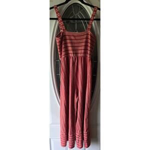 Caution to the Wind Red Pink Cream Tank Jumpsuit Women Small